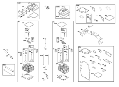 Cylinder Head Group Diagram and Parts List for 385447-0466-B5 200000 - 399999 Briggs and Stratton Engine